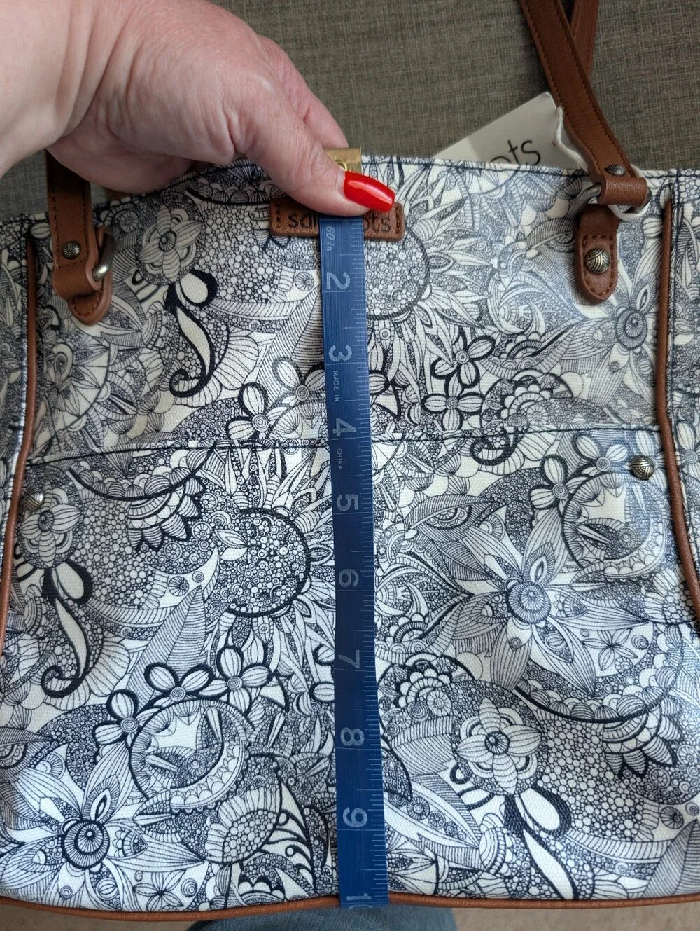 *Great Price* Sakroots Artist Circle Handbag Navy And White With Brown Trim. NWT